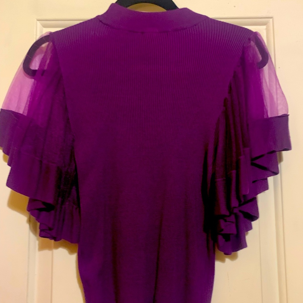 Purple blouse with sheer short sleeve